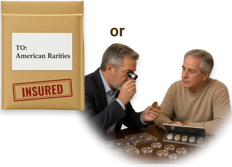 Insured mailer to American Rarities or meet one of our buyers in person at your dining room table