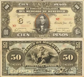 Display of diverse Mexican banknotes, illustrating the types of currency evaluated and purchased by American Rarities.