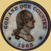 1863 Two cent pattern coin God and Country