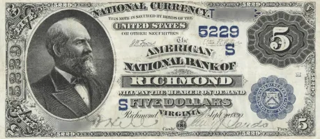 american-national-bank-richmond-virginia-note A rare National Bank Note from Richmond, an item appraised by a professional Virginia coin dealer.