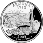 arizona-state-quarter-reverse Reverse of the Arizona state quarter, valued by an expert Arizona coin dealer.