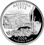 Reverse of the Arizona state quarter, valued by an expert Arizona coin dealer.