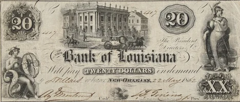 A rare obsolete banknote from the Bank of Louisiana, appraised by a professional Louisiana coin dealer.