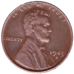 A fake 1943-S Lincoln copper cent, a famous example of altered and counterfeit coins.