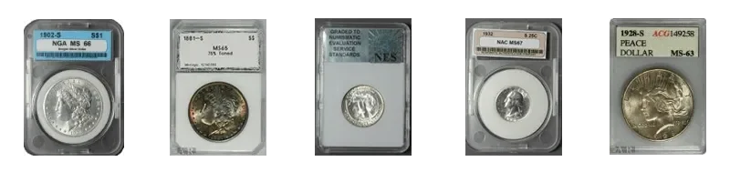 Group of off brand certified coins