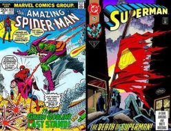 Classic issues of Spider Man and Superman comics