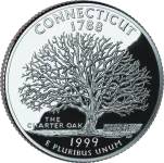 connecticut-state-quarter-reverse Reverse of the Connecticut state quarter, valued by an expert Connecticut coin dealer.