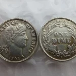 A counterfeit 1894-S Barber dime, a famous rarity often targeted by makers of fake coins.
