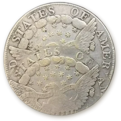 The reverse of a fake 1802 Bust silver half, an example of a counterfeit coin that requires expert authentication.