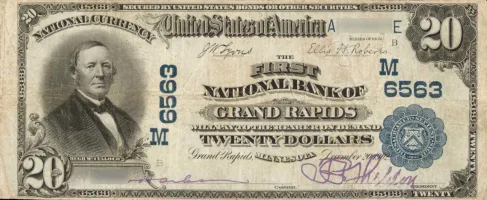 The-First-National-Bank-of-Grand-Rapids,-Minnesota-$20-Note Sources A rare National Bank Note from Grand Rapids, an item appraised by a professional Minnesota coin dealer.