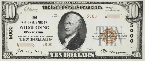 The-First-National-Bank-of-Wilmerding,-Pennsylvania-$10-Note A rare National Bank Note from Wilmerding, an item appraised by a professional Pennsylvania coin dealer.