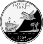 Reverse of the Florida state quarter, valued by an expert Florida coin dealer.