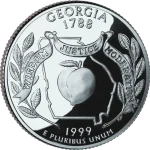 Reverse of the Georgia state quarter, valued by an expert Georgia coin dealer.