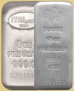 Two investment-grade silver bullion bars, appraised by our expert gold and silver dealers.
