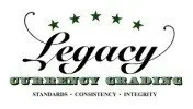 The logo for Legacy Currency Grading, a respected third-party paper money certification service.