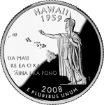 Reverse of the Hawaii state quarter, valued by an expert Hawaii coin dealer.