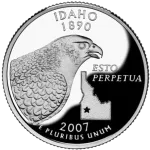 idaho-state-quarter-reverse Reverse of the Idaho state quarter, valued by an expert Idaho coin dealer.