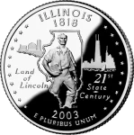 Reverse of the Illinois state quarter, valued by an expert Illinois coin dealer.