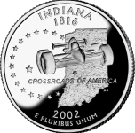 Reverse of the Indiana state quarter, valued by an expert Indiana coin dealer.