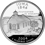 Reverse of the Iowa state quarter, valued by an expert Iowa coin dealer.