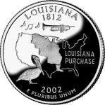 Reverse of the Louisiana state quarter, valued by an expert Louisiana coin dealer.