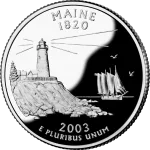maine-state-quarter-reverse Reverse of the Maine state quarter, valued by an expert Maine coin dealer.