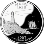 Reverse of the Maine state quarter, valued by an expert Maine coin dealer.