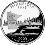 minnesota-state-quarter-reverse Reverse of the Minnesota state quarter, valued by an expert Minnesota coin dealer.
