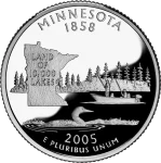 Reverse of the Minnesota state quarter, valued by an expert Minnesota coin dealer.