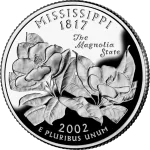 mississippi-state-quarter-reverse Reverse of the Mississippi state quarter, valued by an expert Mississippi coin dealer.