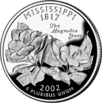 Reverse of the Mississippi state quarter, valued by an expert Mississippi coin dealer.