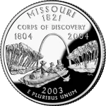 missouri-state-quarter-reverse Reverse of the Missouri state quarter, valued by an expert Missouri coin dealer.