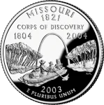 Reverse of the Missouri state quarter, valued by an expert Missouri coin dealer.