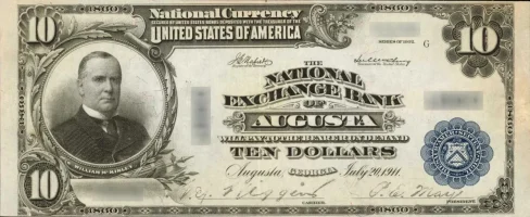 A rare National Bank Note from Augusta, an item appraised by a professional Georgia coin dealer.