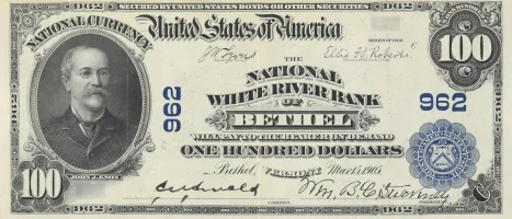 A rare National Bank Note from Bethel, an item appraised by a professional Vermont coin dealer.