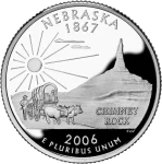 Reverse of the Nebraska state quarter, valued by an expert Nebraska coin dealer.
