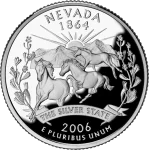 Reverse of the Nevada state quarter, valued by an expert Nevada coin dealer.