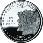 Reverse of the New Hampshire state quarter, valued by an expert New Hampshire coin dealer.