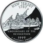 Reverse of the New Jersey state quarter, valued by an expert New Jersey coin dealer.