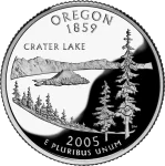 Reverse of the Oregon state quarter, valued by an expert Oregon coin dealer.