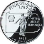 Reverse of the Pennsylvania state quarter, valued by an expert Pennsylvania coin dealer.