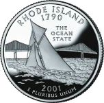 rhode-island-state-quarter-reverse Reverse of the Rhode Island state quarter, valued by an expert Rhode Island coin dealer.