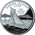 Reverse of the Rhode Island state quarter, valued by an expert Rhode Island coin dealer.