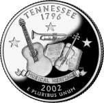 Reverse of the Tennessee state quarter, valued by an expert Tennessee coin dealer.