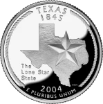 Reverse of the Texas state quarter, valued by an expert Texas coin dealer.