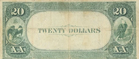 The reverse of a historic National Currency note, an item appraised by a professional Washington coin dealer.