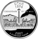 Reverse of the Utah state quarter, valued by an expert Utah coin dealer.