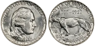 The Vermont Sesquicentennial Half Dollar, a classic commemorative coin appraised by an expert Vermont coin dealer.