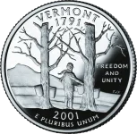 Reverse of the Vermont state quarter, valued by an expert Vermont coin dealer.