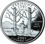 Reverse of the Vermont state quarter, valued by an expert Vermont coin dealer.